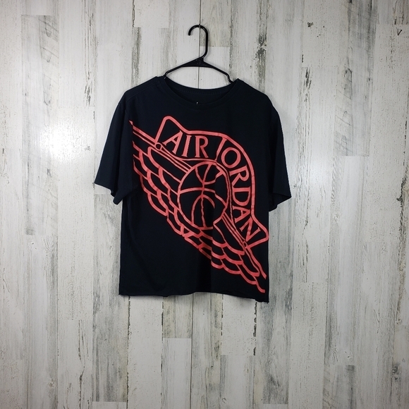 Nike dri-fit Air Jordan custom crop short sleeve tshirt women's size XL - Picture 1 of 7